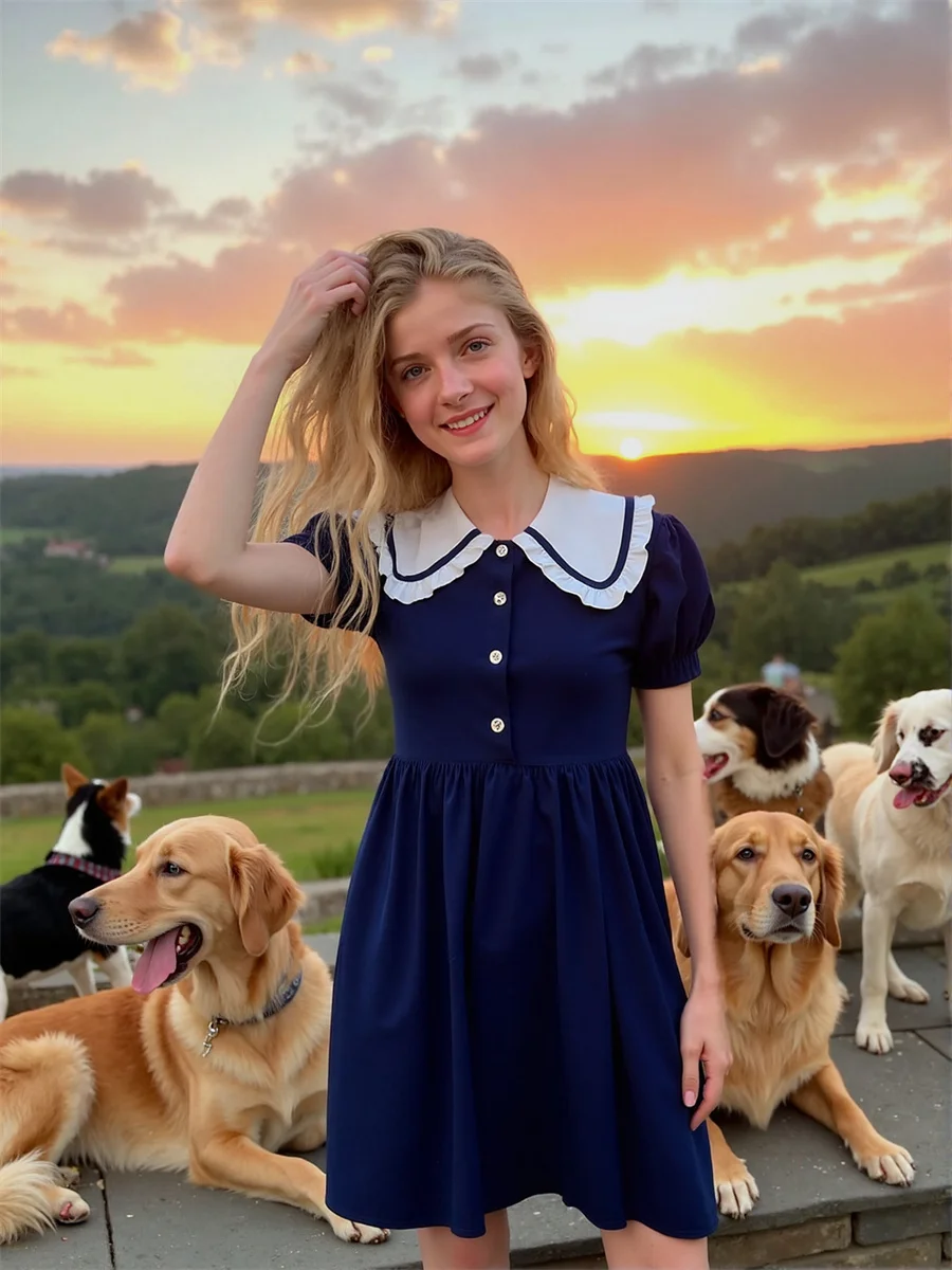 Women'S Dress Summer Clothes Sky Blue Sweet Side-Slit High-Slit Splited Splitting Cut-Out Cutout Hollow-Out Holes See-Through