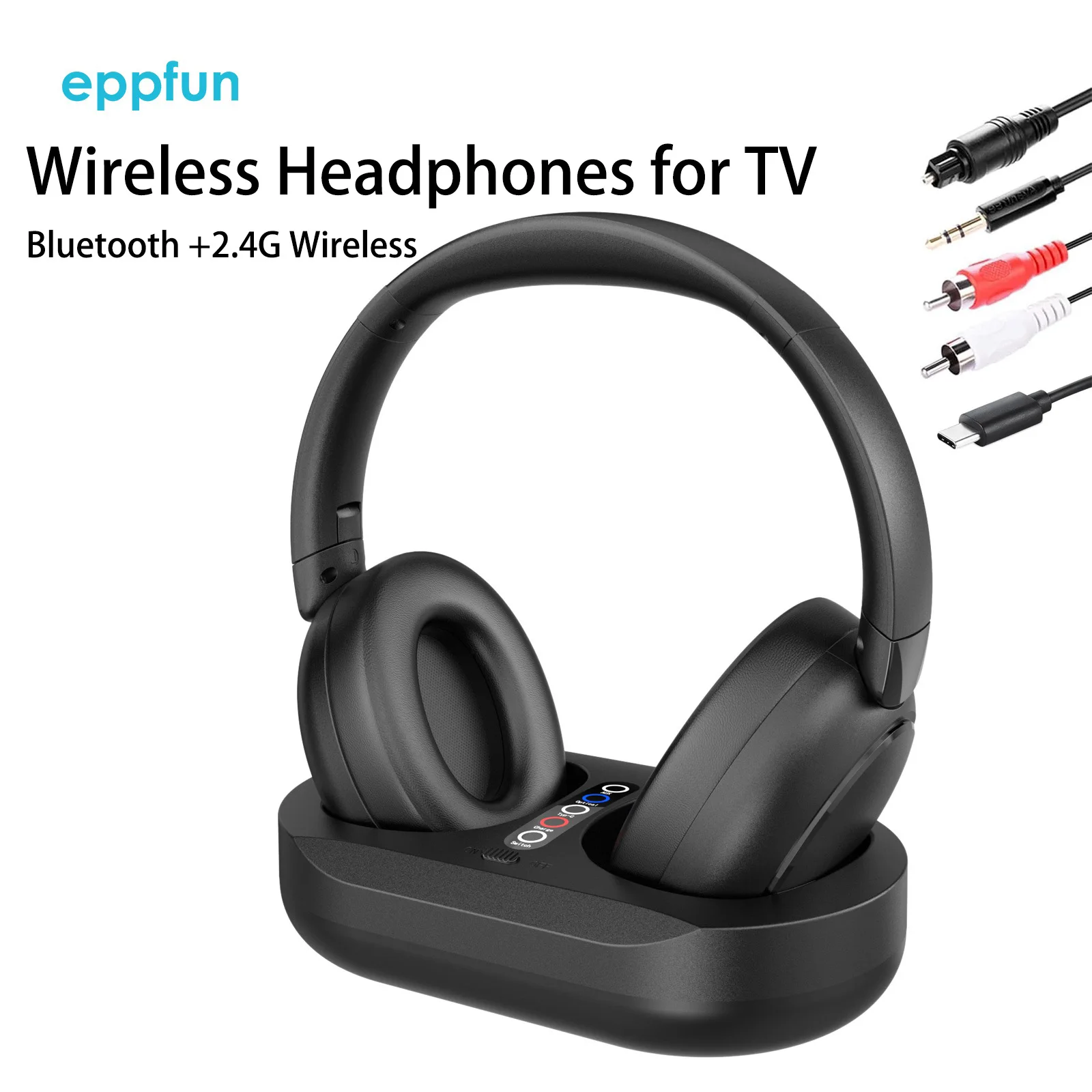 Eppfun Eppfun Bluetooth +2.4G Wireless Headphones for TV Watching, Transmitter Charging Base with Optical RCA, Aux Input - Aliexpress Deal