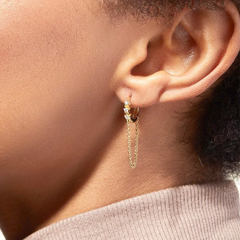 925 Sterling Silver Needle 1pcs Color Crystal 24K Gold Earrings Fashion Hoop Earrings for Women 2022 Luxury Jewelry Accessories