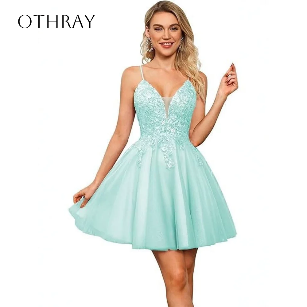 

Appliques Spaghetti Straps Short A-line Cocktail Dress Sleeveless Pleated Corset Customized свадебное платье