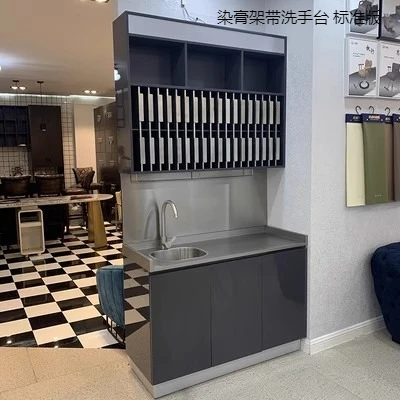 special stainless steel dye cream rack with face wash table integrated barber shop dye cream rack hair salon