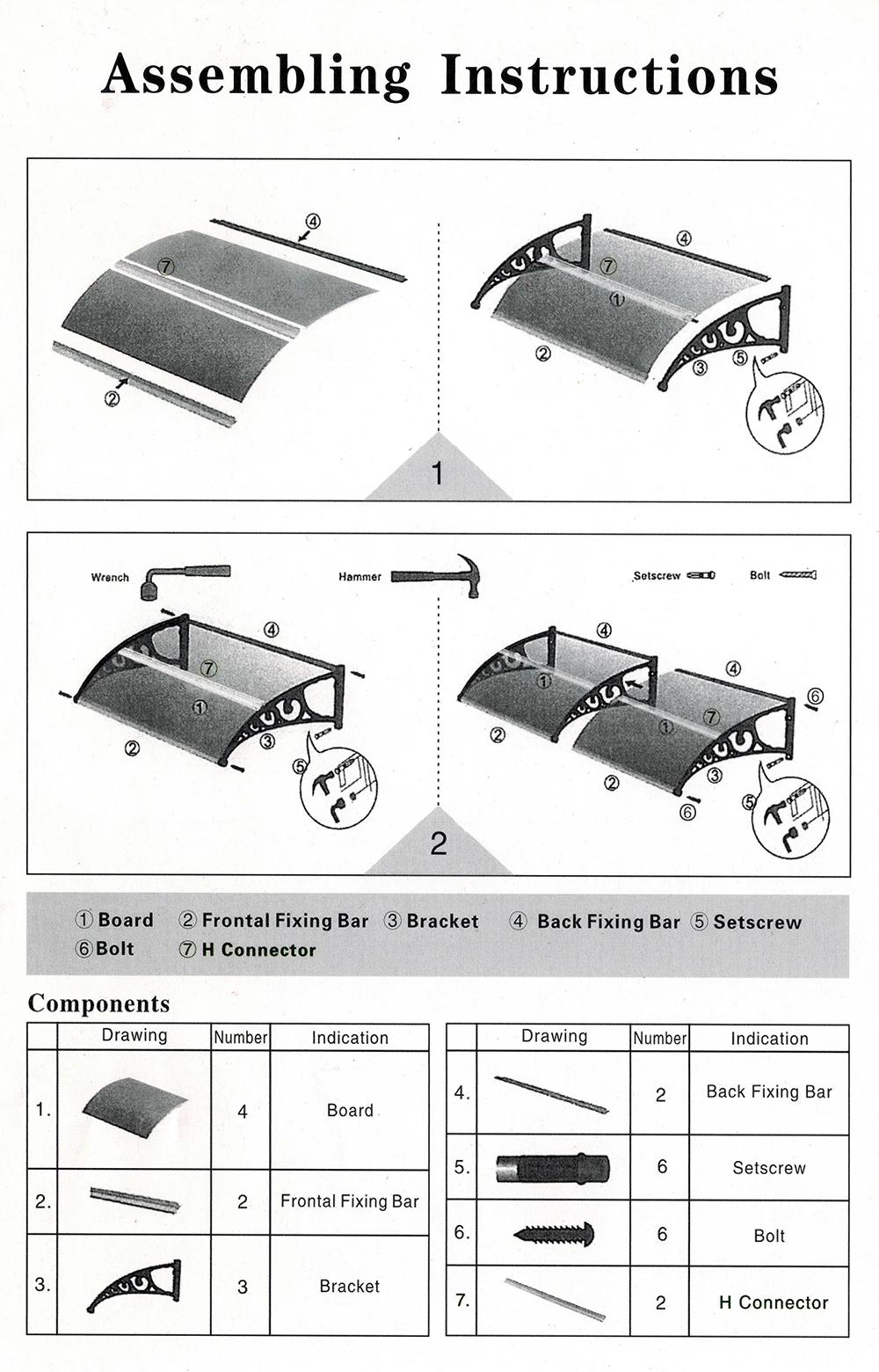 Türvordach, Eingangstür-Überdachung Regenschutz Türdach Gewölbtes Vordach Überdachung Transparente Eingangs-Markise (Braun) – Detail 1