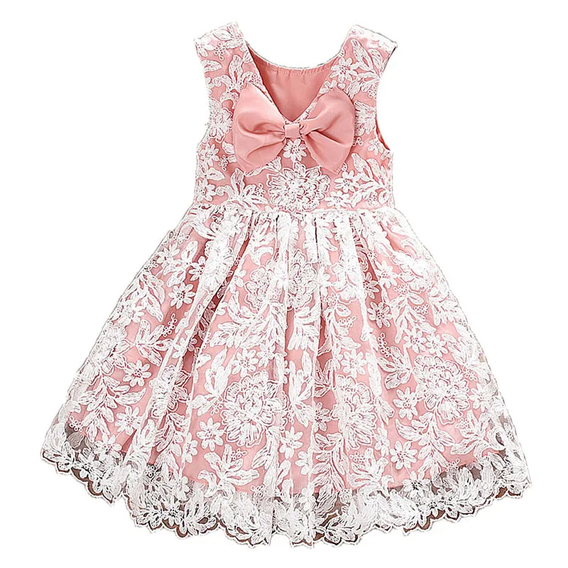 

Cute Girls Dresses Summer Flower Bow Embroidery Wedding Birthday Party Princess Girl Fashion Dress Vestidos Kids Clothes Ropa