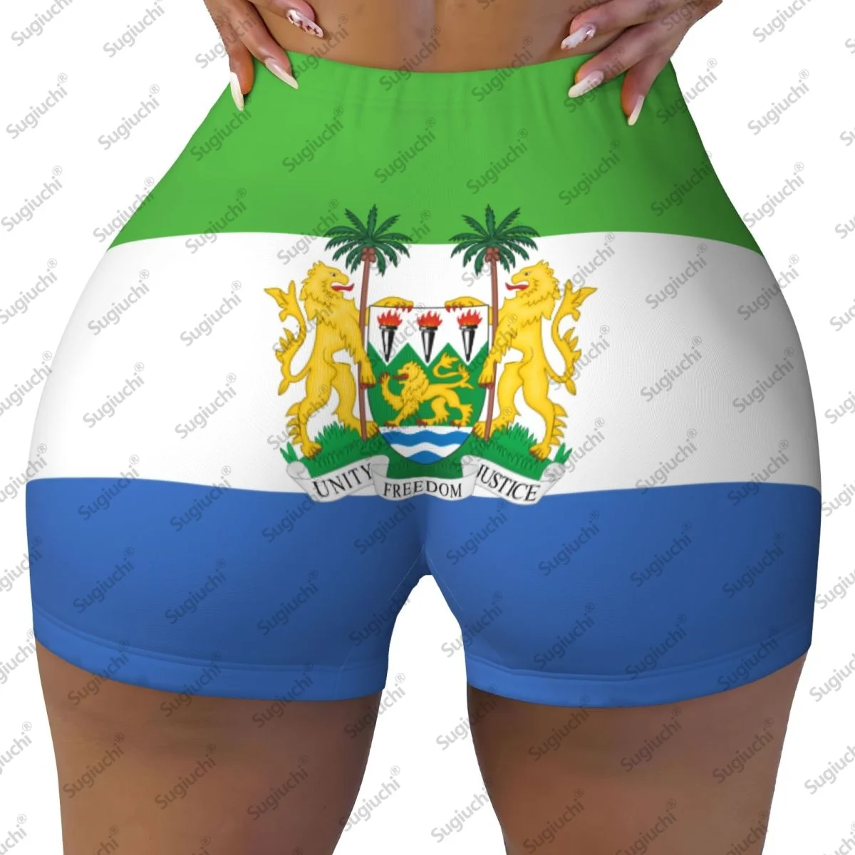 

Шорты для йоги Sierra Leone Flag 2026, женские шорты для тренировок, подтягивающие ягодицы, с высокой талией, шорты для бега в тренажерном зале
