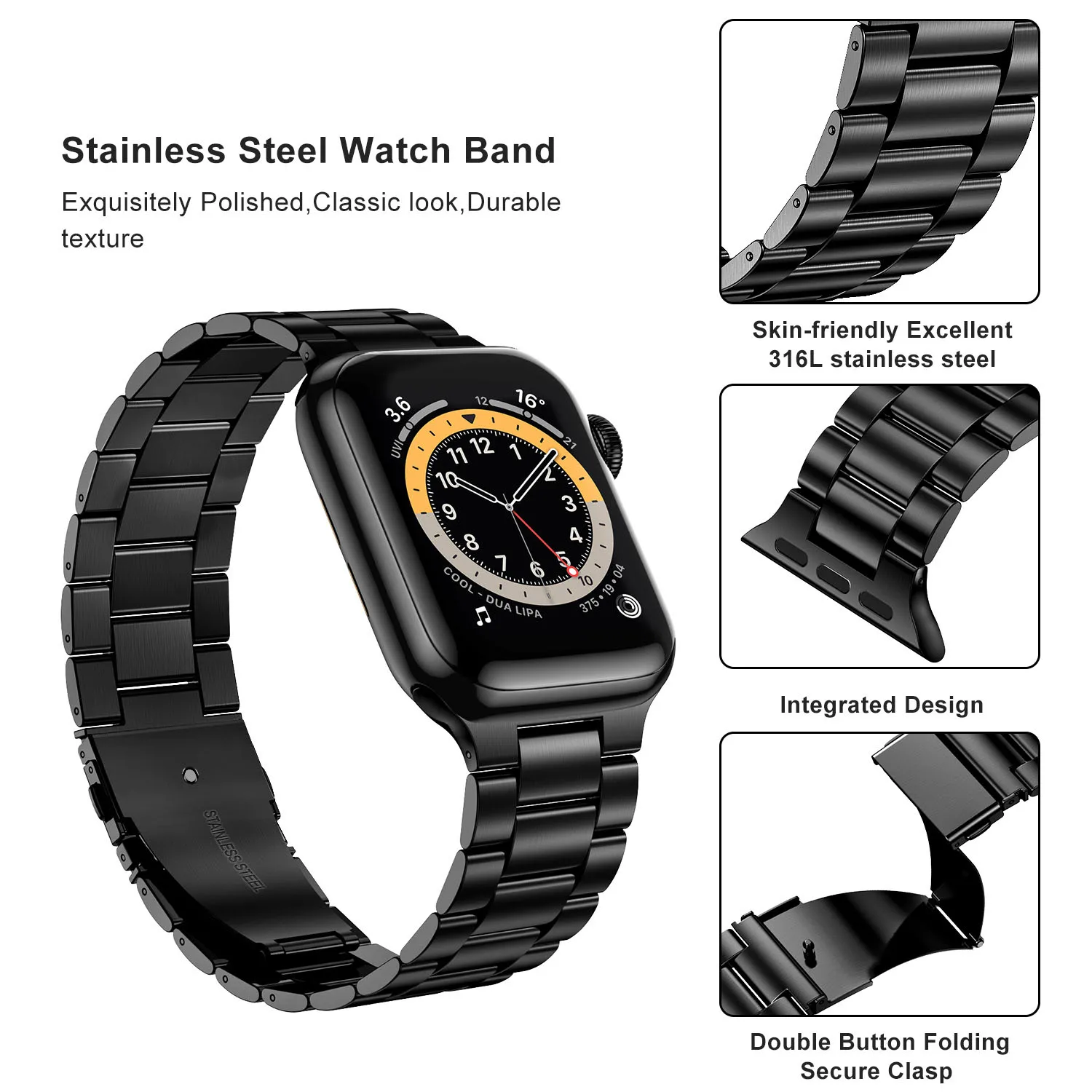 Neues Metallarmband für Apple Watch 12 11 10 46mm 45mm 44mm Edelstahl-Armband IWatch 9 8 7 6 SE 42mm 41mm 40mm 38mm Band – Detail 3
