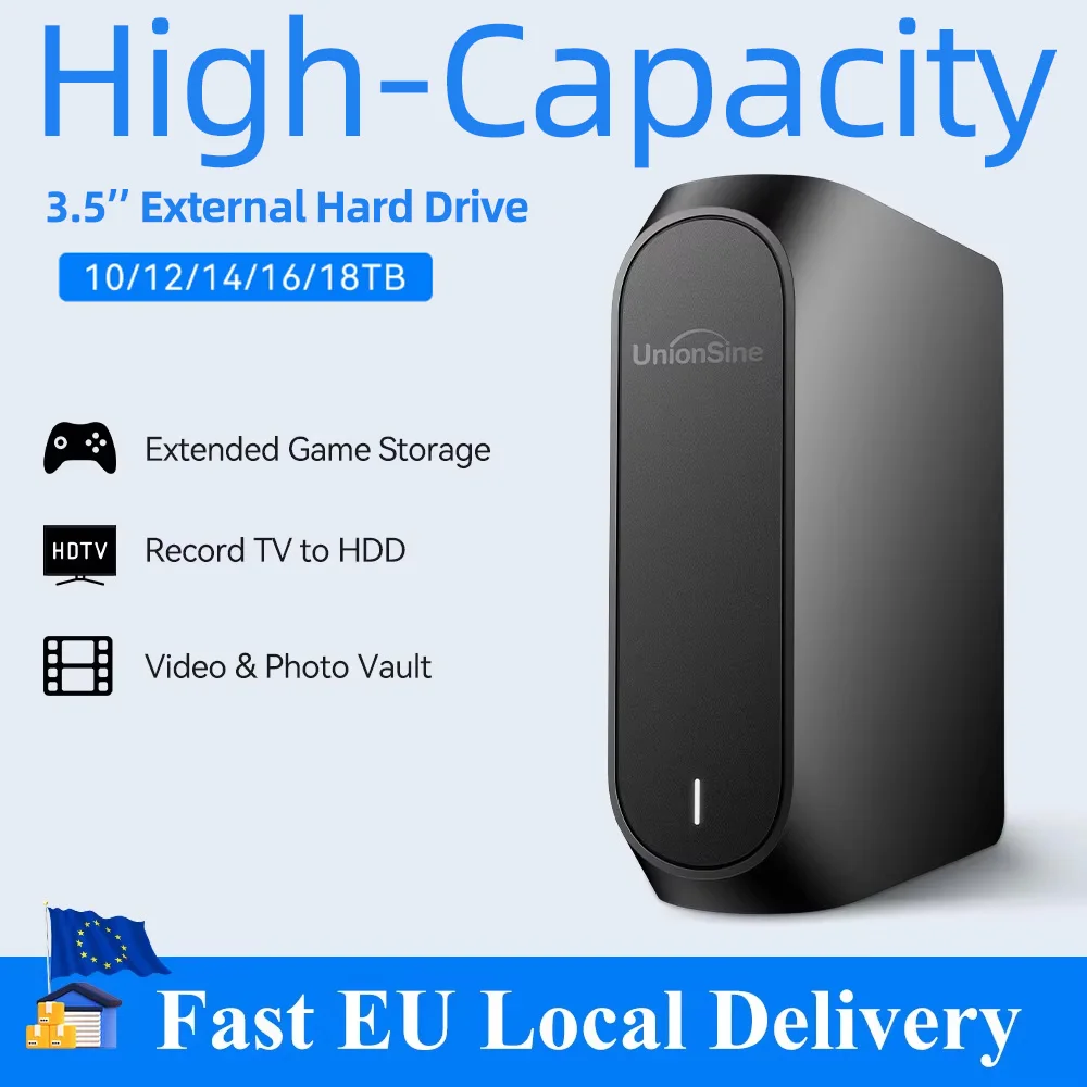Livraison en Europe TVA incluse Unionsine disque dur externe 3.5 ''6 to/10 to USB3.2 Gen haute vitesse HDD Compatible ordinateur de bureau/ordinateur portable/Mac/PC/TV pour le secours de données