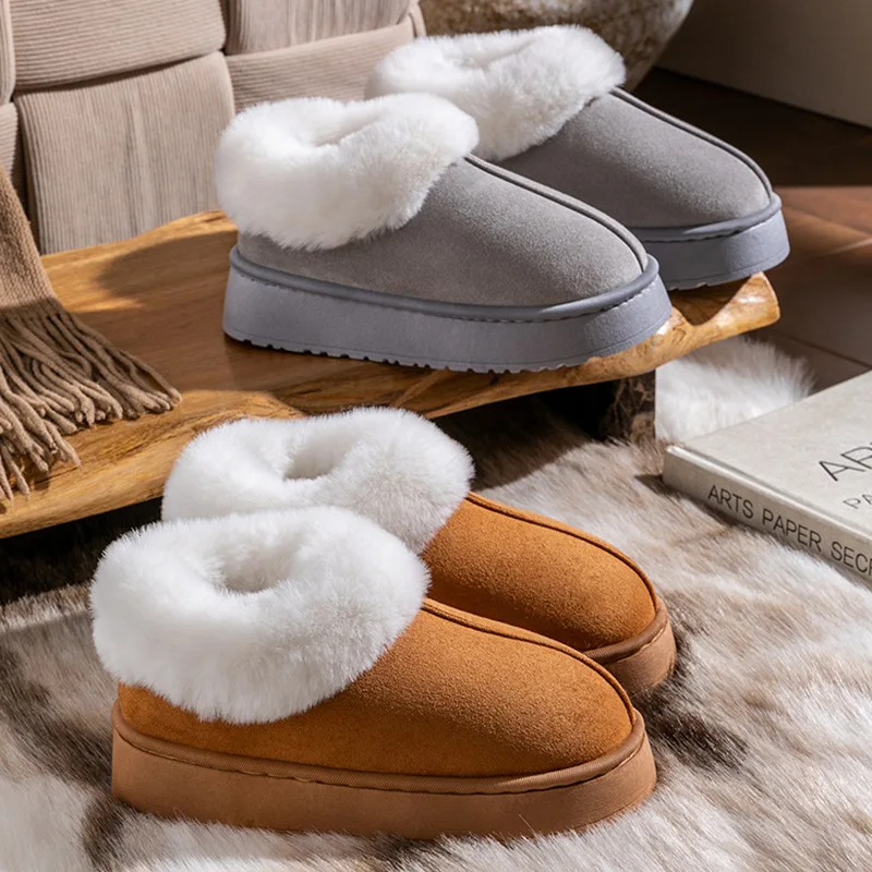 Casual Fluffy Warm Snow Boots for Women Platform Non Slip Wear Resistant Fur Boots Woman Thicken Plush Cozy Cotton Shoes Lady