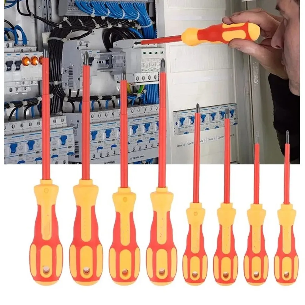 Destornillador de aislamiento de 3/4/5/6MM, herramienta eléctrica multifuncional con cabezales de destornillador de cabeza plana y en forma de cruz, 1 ud.