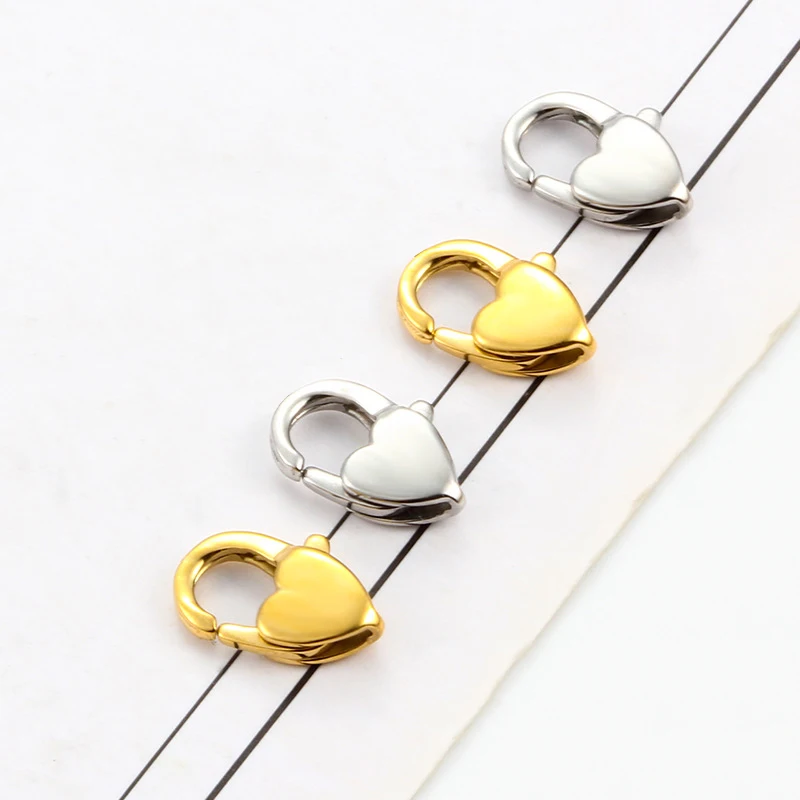 5pcs/lot  Stainless Steel 12mm Heart Lobster Clasp Hooks for DIY Jewelry Finding Making  Crafts Materials