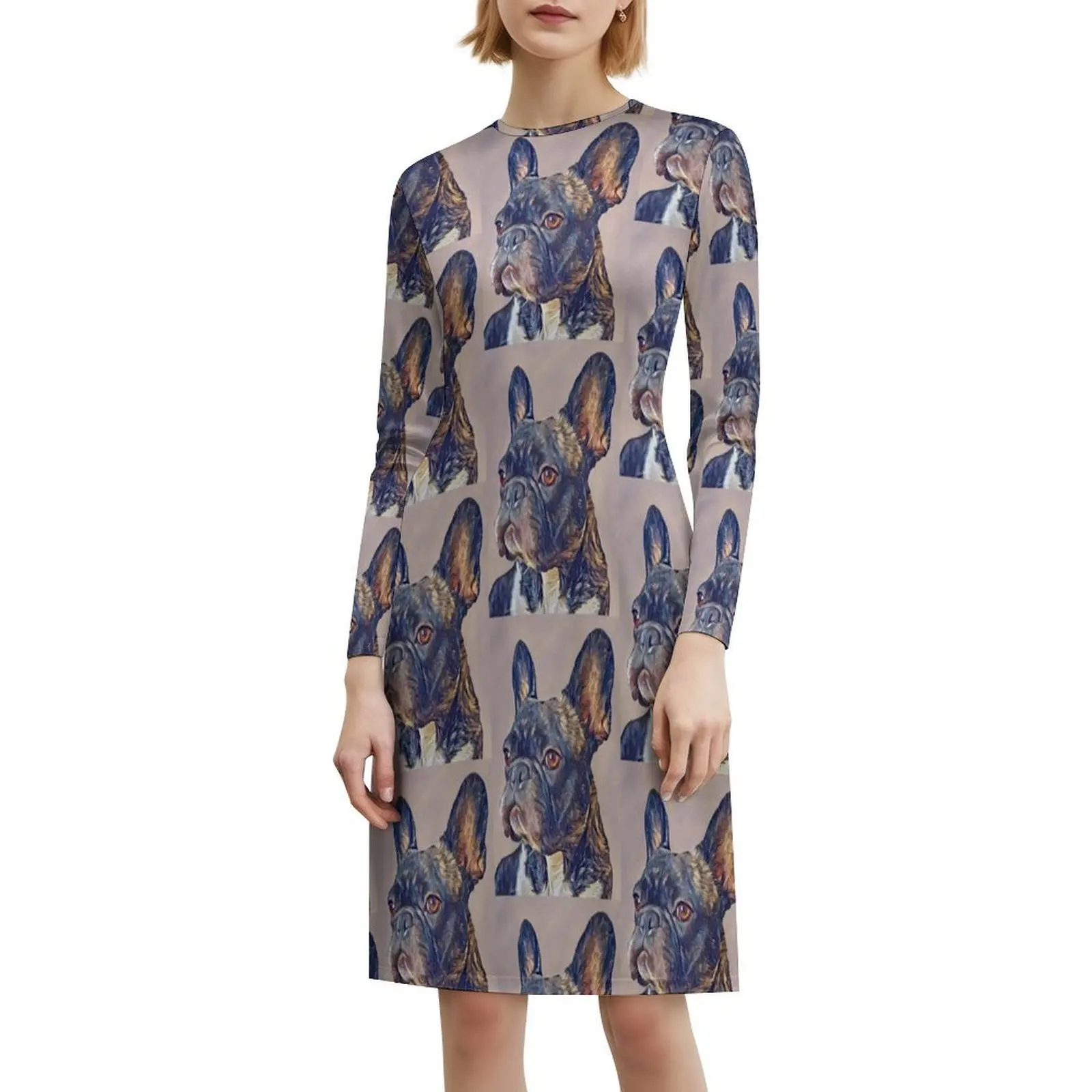 الفرنسية البلدغ الأزهار سموك فستان للنساء الربيع الصيف فستان كاجوال للحزب الكلب الكلاب الحيوانات الأليفة رجل أفضل صديق المرأة #6