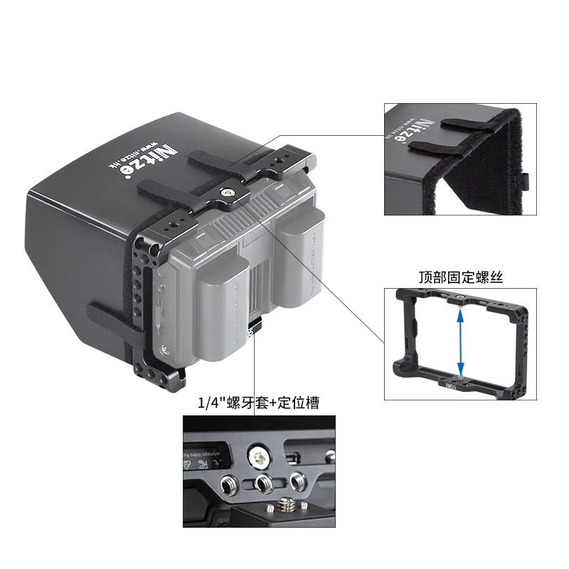 Imagem -02 - Nitze Gaiola Monitor para Blackmagic Video Assist Braçadeira de Cabo Hdmi Braçadeira de Cabo Usb Tp-bmd5 Pol