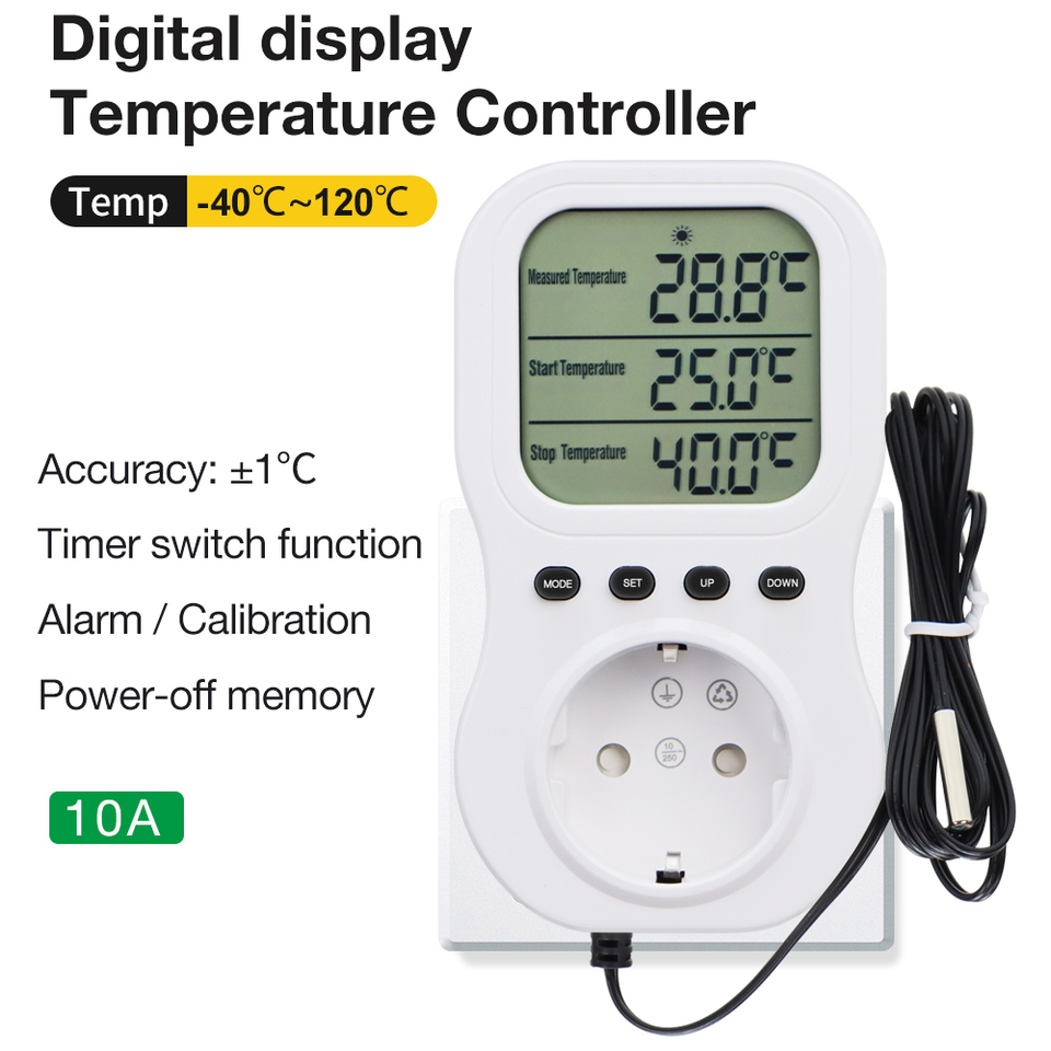  Fully Functional Temperature Controller Socket EU Plug Timer Socket Digital Thermostat Switch Thermometer for Heating Cooling 