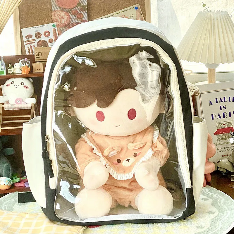 Dolls Clothes Bag Portable and Transparent Backpack for 40cm Idol Cotton Doll Outfit Accessories Girls Fans Collection Gift