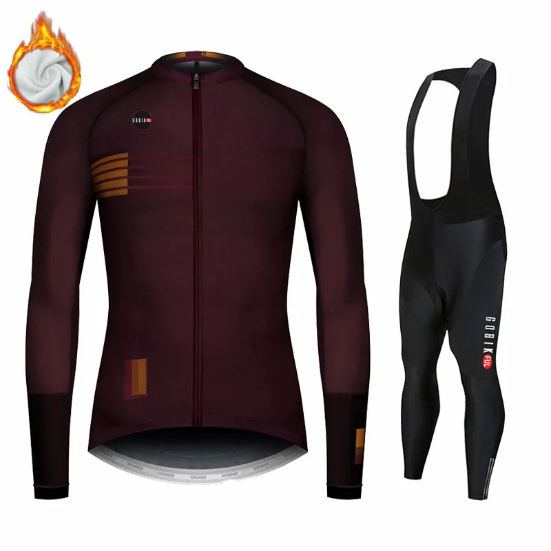 Gobikful-Winter Bicycle Set for Men, Bike Cycling Team, Long Sleeve Thermal Fleece Sportswear, Racing Jersey Suit, 2022