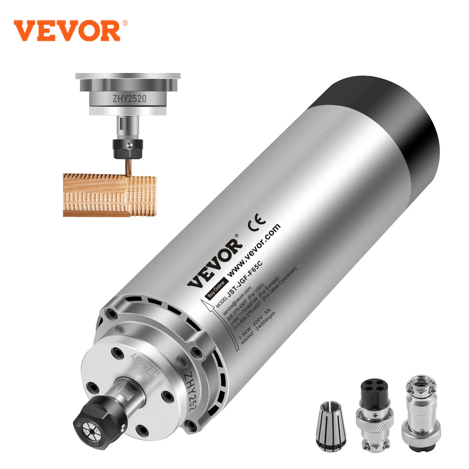 VEVOR Spindle Motor 1.5KW Air Cooled CNC Spindle Motor 3HP ER11 CNC Milling Motor 8000-24000 R/min for Engraving machine