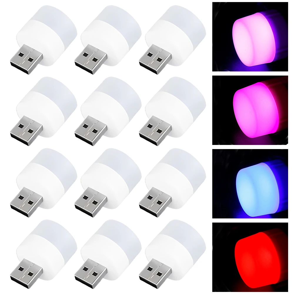 6/1Pcs Mini USB Plug Lamps Eye Protection Book Light Computer Mobile Power Charging USB Small Round Night Lamp Home Decors Light