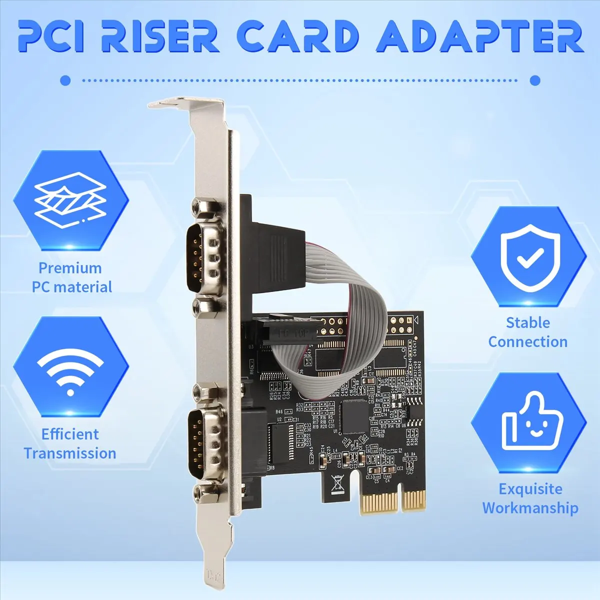 مستقر- AX99100 Chipest RS232 Serial COM & DB25 Printer منفذ متوازي LPT إلى PCI Riser Card محول للكمبيوتر المكتبي