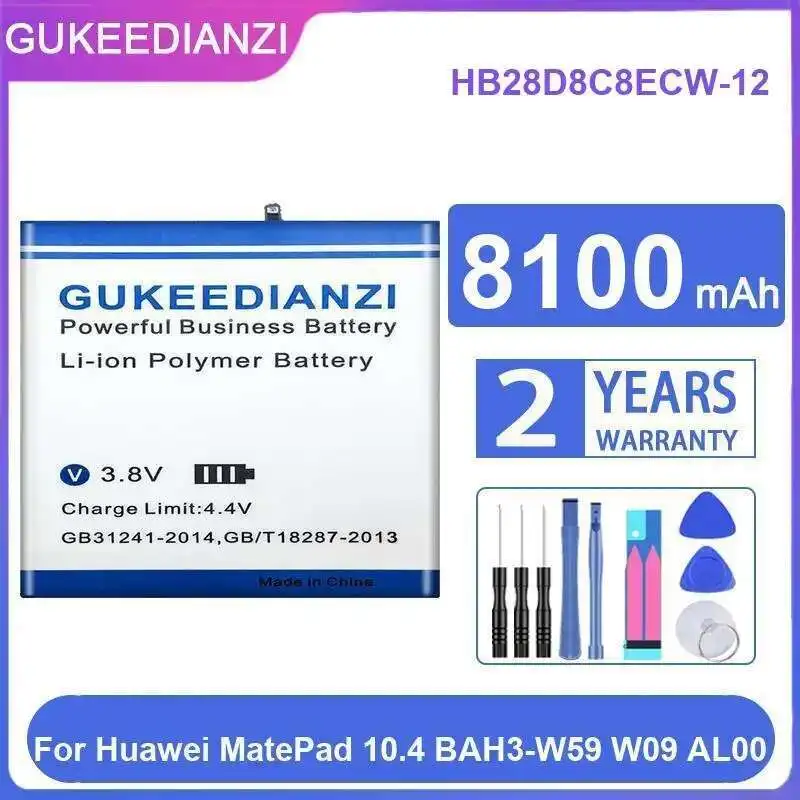 

For Huawei Matepad 10.4 BAH3-W59 W09 AL00 Long-Lasting 8100Mah Reliable Replacement Tablet Battery HB28D8C8ECW-12