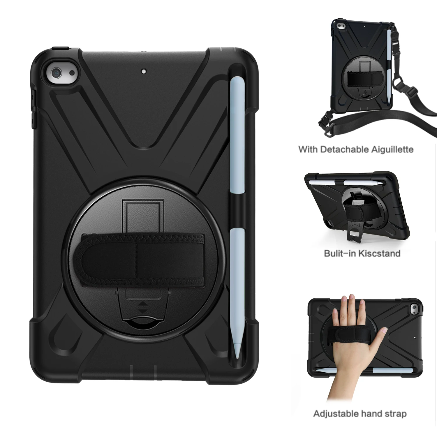 AJIUYU 360° Rotating Rugged Case For iPad Mini 5 / Mini 4 7.9 inch A2133 A2124 A2126 A2125 A1538 A1550 Tablet Stand Cover Shell