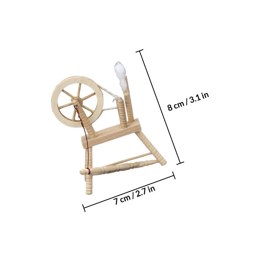 1Pcs Lightweight Miniature Hand Reeling Machine Wood Material Mini House Furniture Decor Vintage Style Textile Wheel for Kids