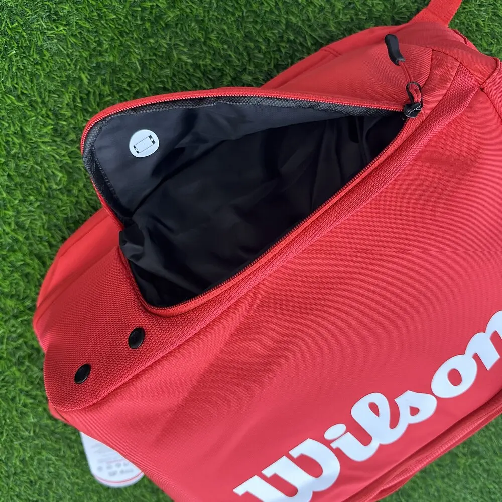 Wilson Super Tour Tennis Backpack Red Insulation Pocket Minimalist Design Racket Sport Two-toned Tennis Bag Max Hold 2 Racquets