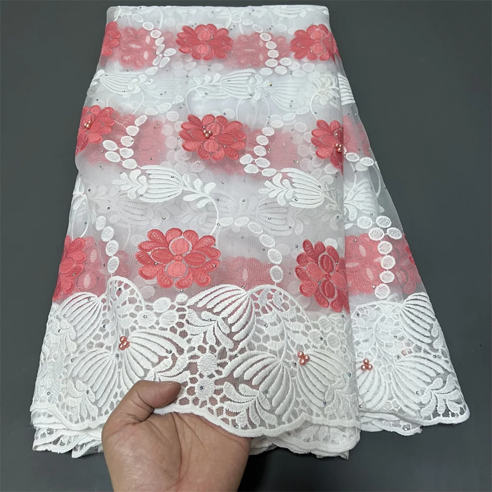 

2025 Nigerian Tulle Lace Fabrics Latest Beaded sequins Mesh African Lace Fabric Bride French Net Lace Fabric zj043/049/108