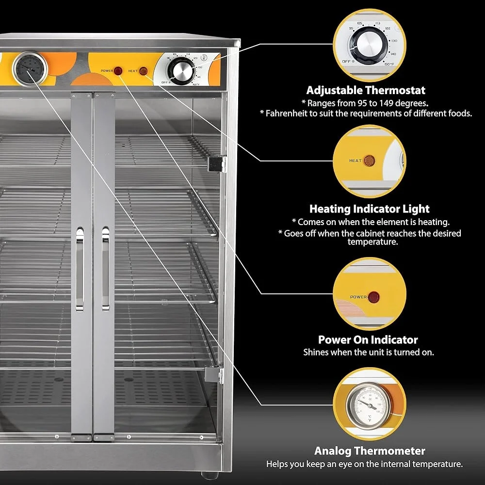 

5 Shelf Electric Food Warmer Hot Box Countertop Heated Cabinet Pizza Pretzels Commercial Kitchen Stainless Steel Construction