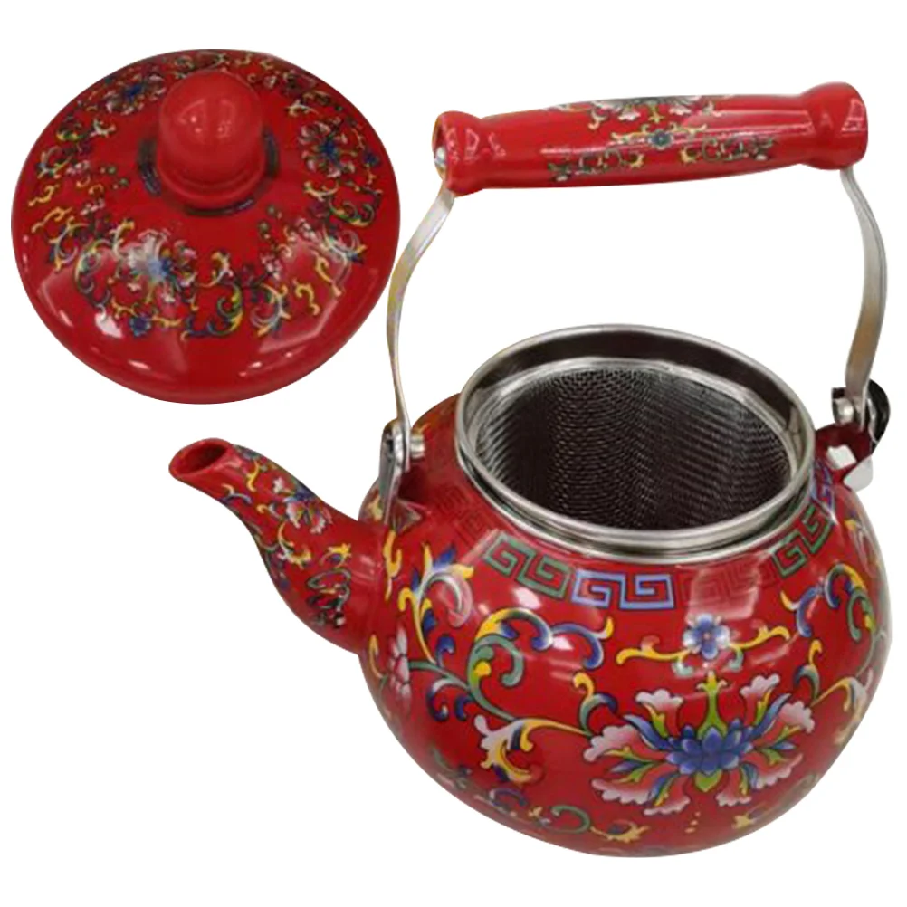 

Enamel Kettle Cold Boiling Water Thick Coffee Pot Camping Tea Teakettle Kitchen Teapot Stove