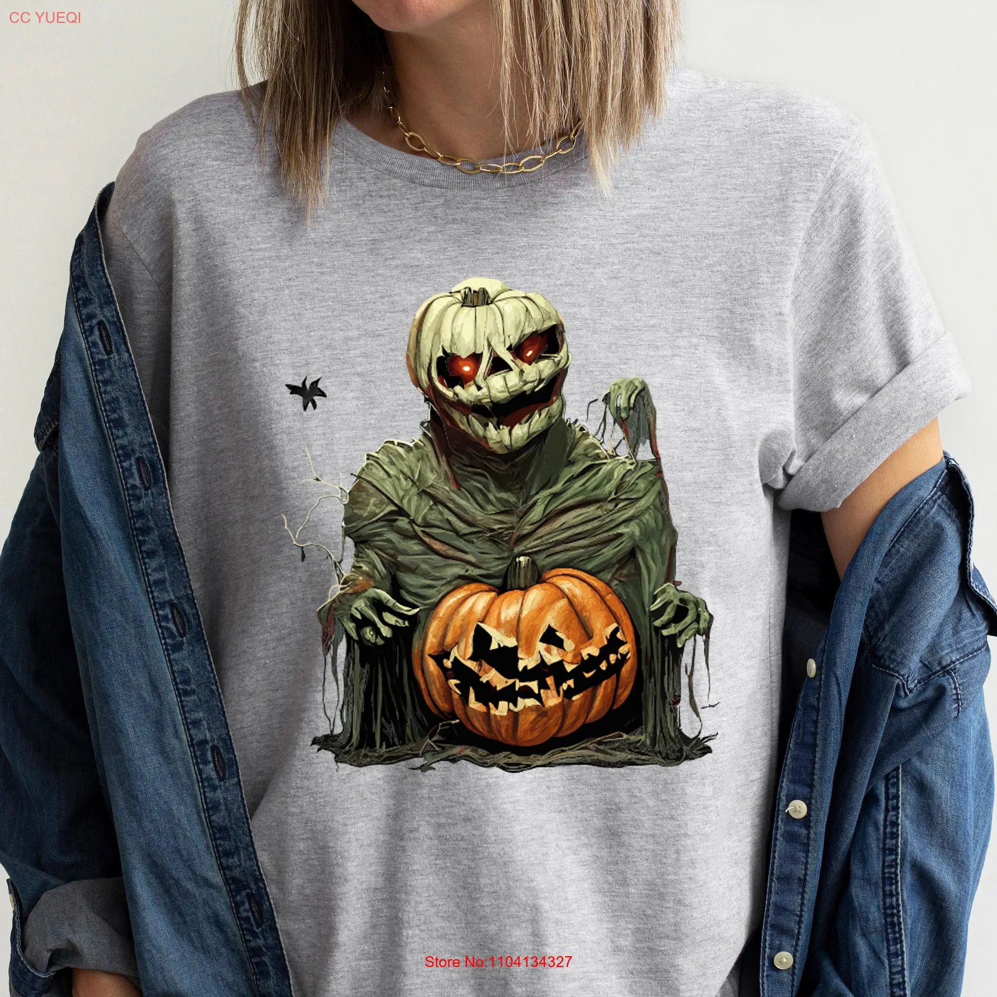 Halloween T Shirt GhosT Pumpkin Horror Spooky Costume Trick Or Treak Fall long or short sleeves