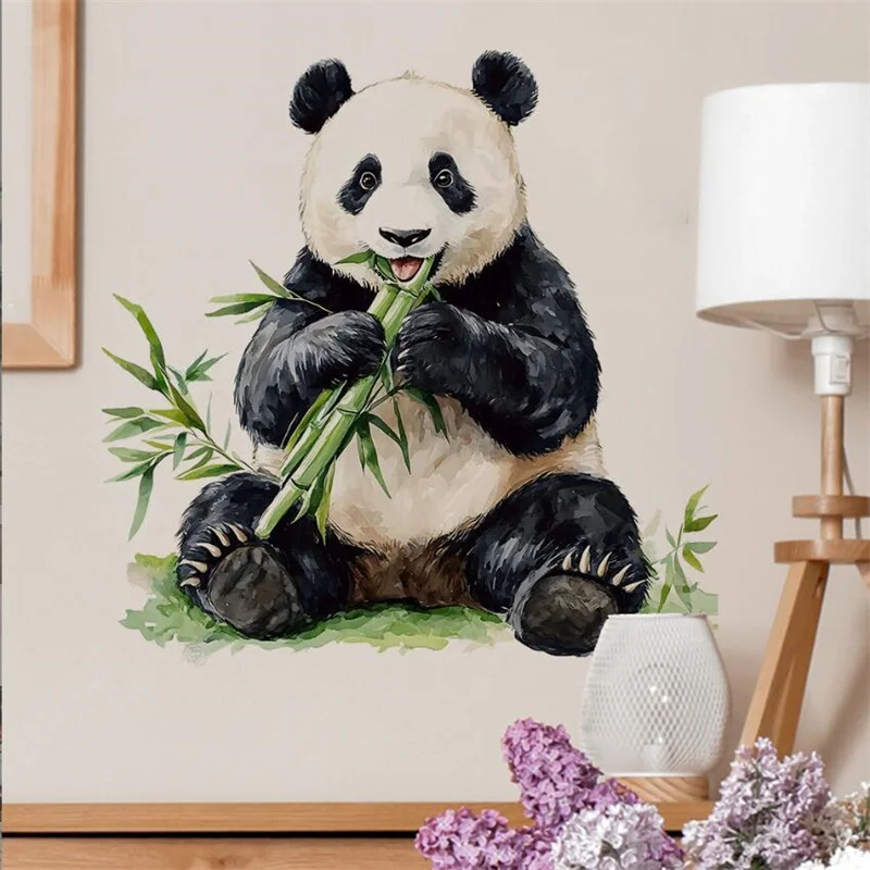 30*40cm Watercolor Panda Bamboo Wall Sticker For Home Bedroom Living Room Background Decoration Beautification self-adhesive