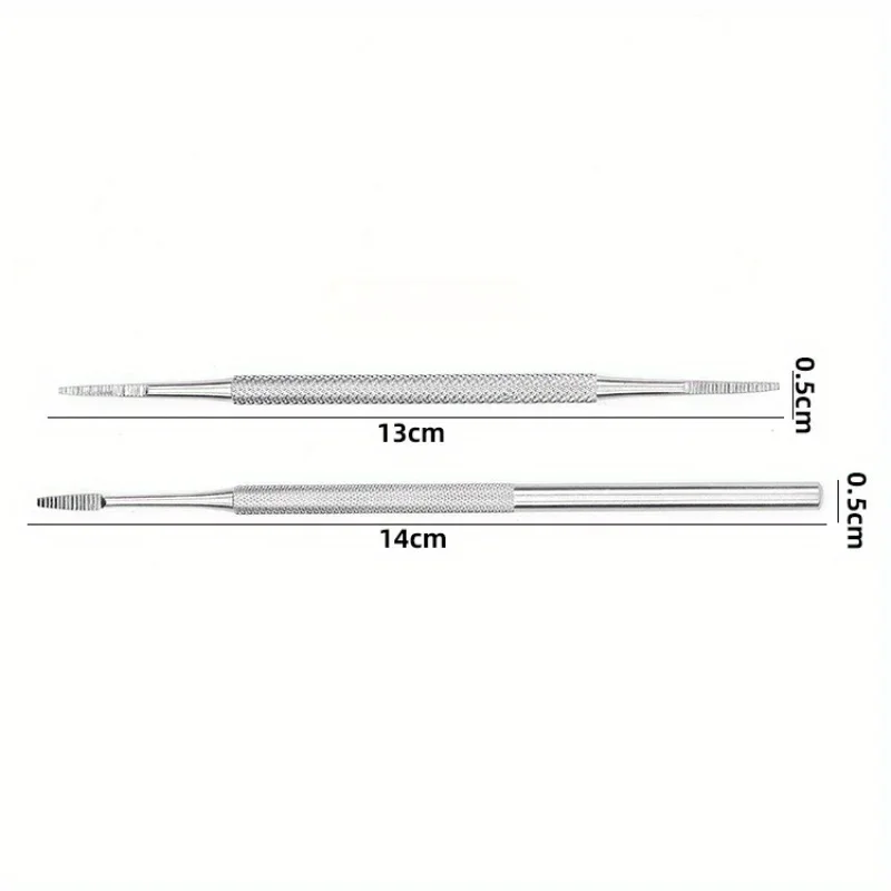 2Pcs Stainless Toe Nail Ingrown Toe Nail Lifter File Double Ended Sided Manicure Pedicure Toenails Clean Foot Care Correction view 2