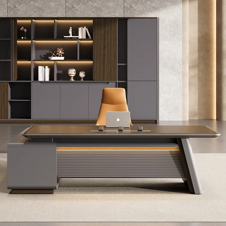 

Desk boss Italian minimalist modern light luxury high-end desk leadership office furniture table and chair combination