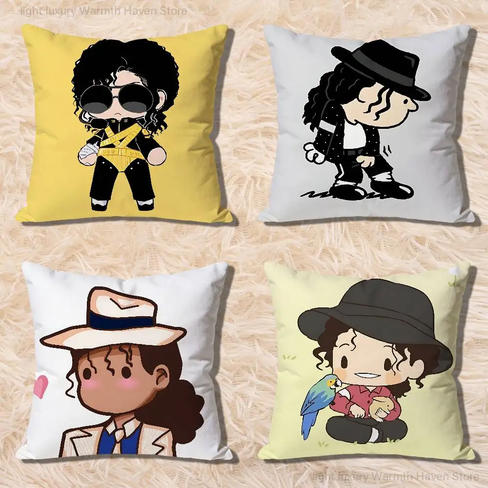 

Cute Chibi M-Michael Jackson Pillow Cases for Bedroom Living Room Sofa Home Decor Polyester Cushion Cover with Zipper