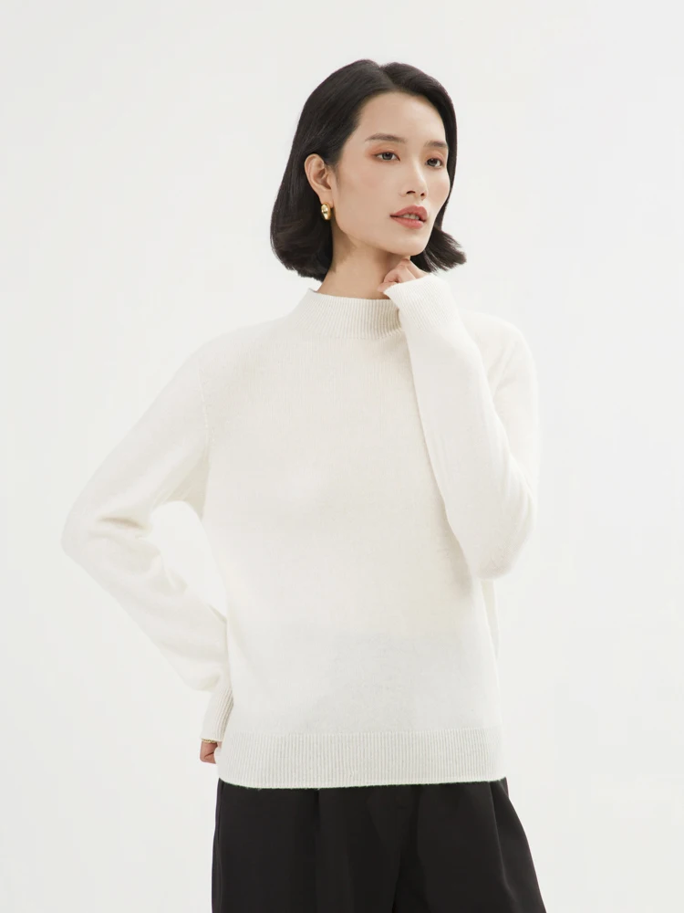 Maglione autunnale da donna 100% pullover in cashmere collo a lupetto manica lunga cava maglieria in cashmere abbigliamento femminile nuova moda