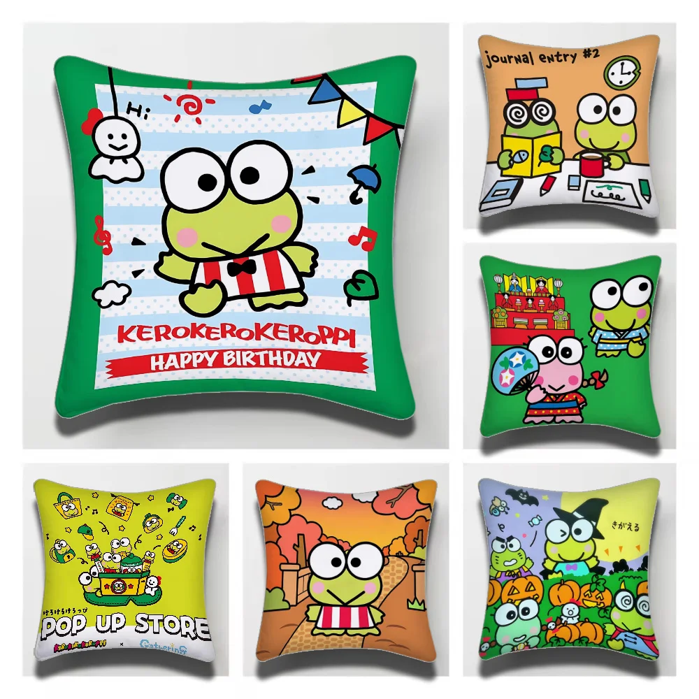 Sanrio KEROKEROKEROPPI Pillow Covers Cartoon Sofa Decorative Home Double-sided Printing Short Plush Cushion Cover Christmas gift