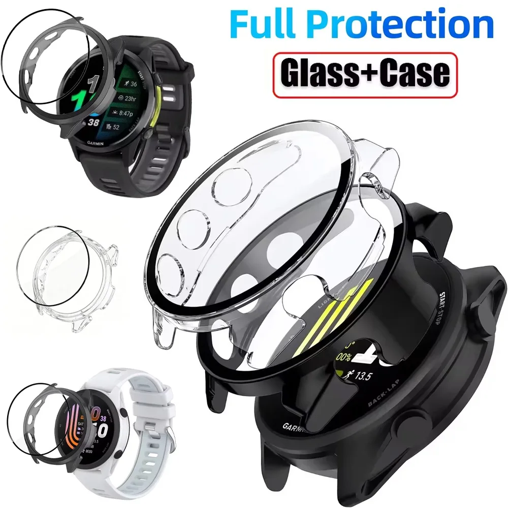 PC-Gehäuse + hochauflösendes Glas für Garmin Forerunner 170/70/970/570/965/265/165 Schutzdisplay für Garmin Venu 3/4/Active 6/5