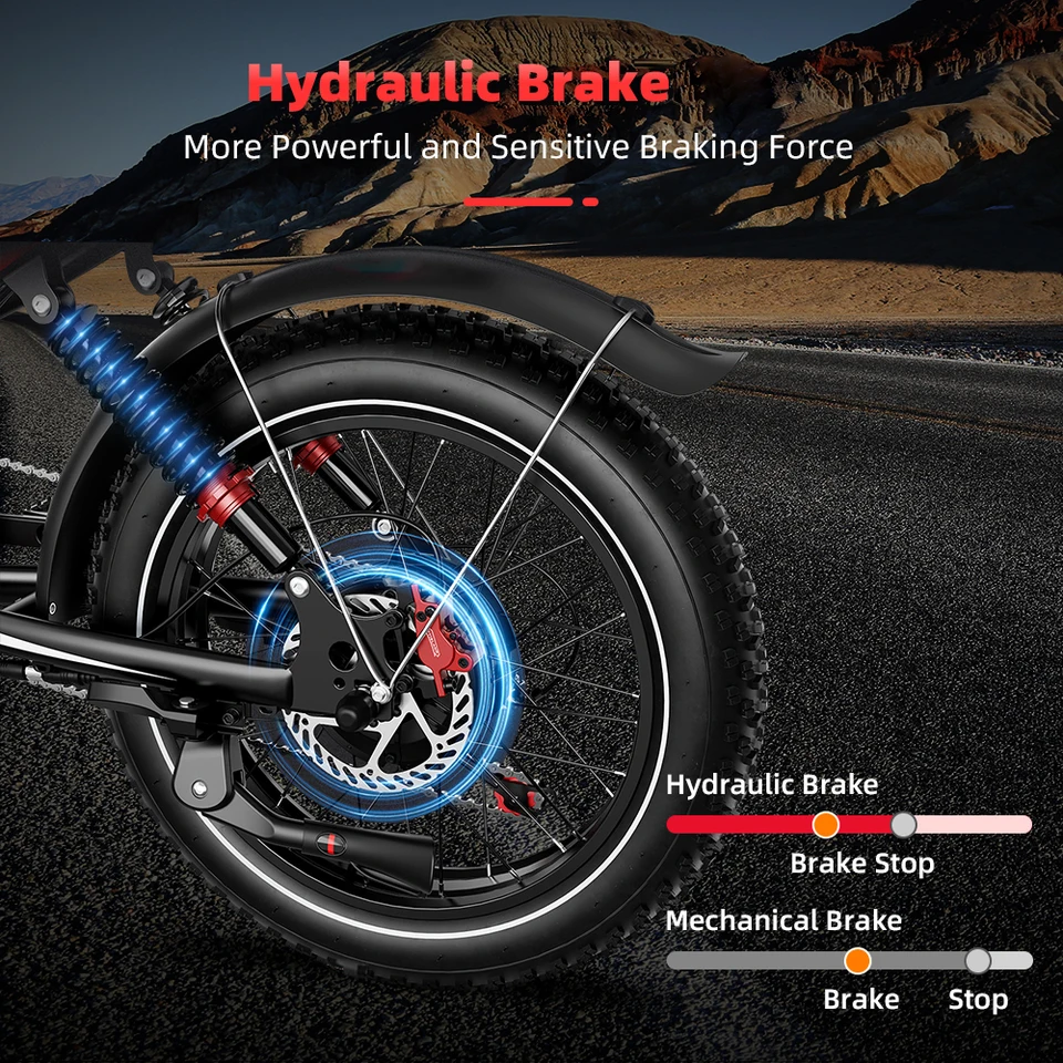 Dual Motor Electric Bike for Adults, 20" Fat Tire Ebike with 1200Wh 48V 25Ah Removable Battery, 19MPH Max Speed, 34Miles PAS Range, 35° Hill Climb, Hydraulic Brake, Dual Suspension, Aluminum Alloy Frame, LED Light, LCD Display image 3