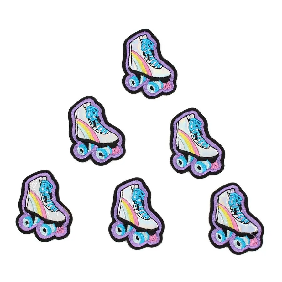 10pcs Cartoon Skating Shoes Patch Iron On Clothes Stickers DIY Shirts Dress Jeans Badge Sewing Appliqued Jeans Accessories