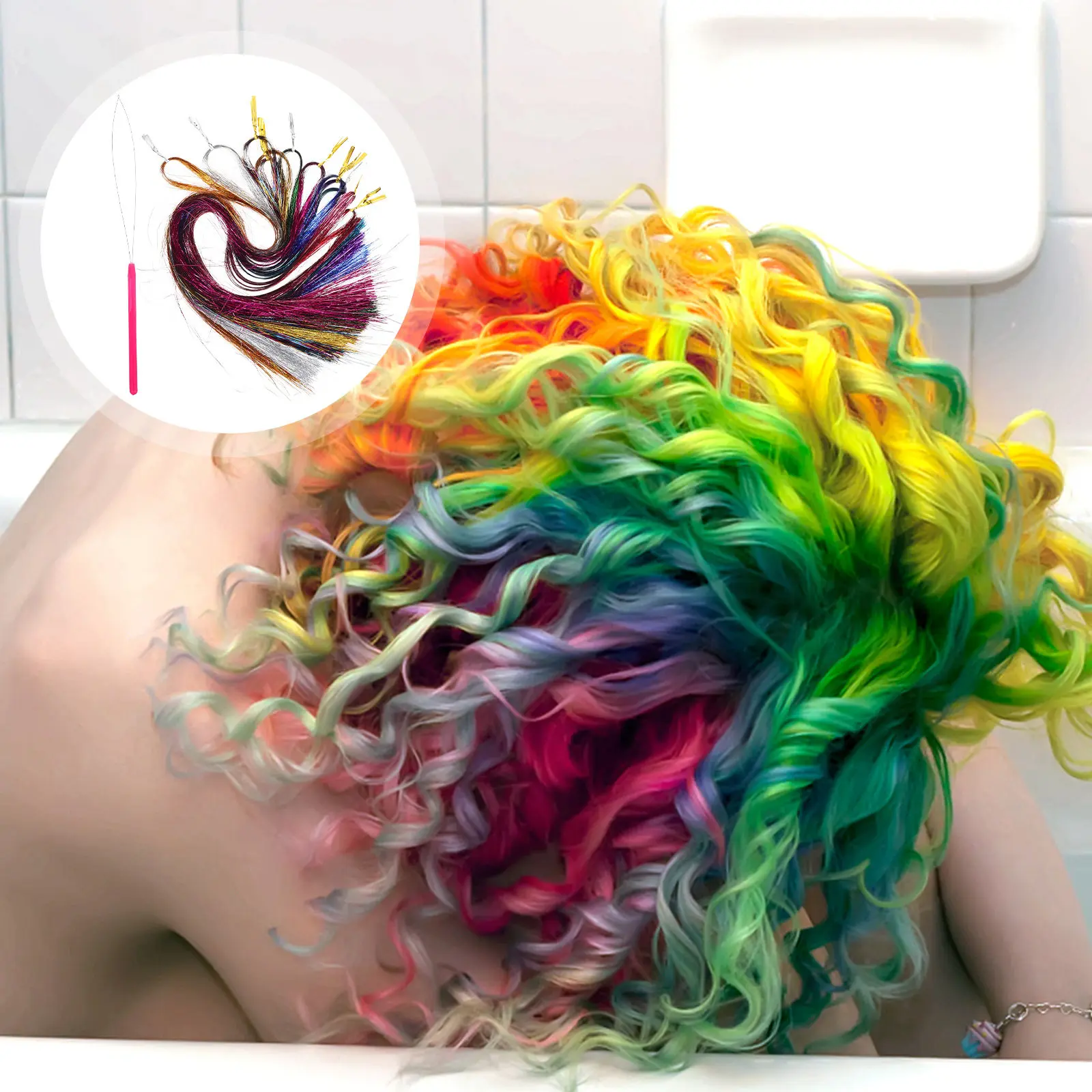 

Набор для наращивания волос: Золотистая нить, длинные бесшовные пряди, накладные пряди на заколках, безопасные для кожи аксессуары для волос, искусственные пряди