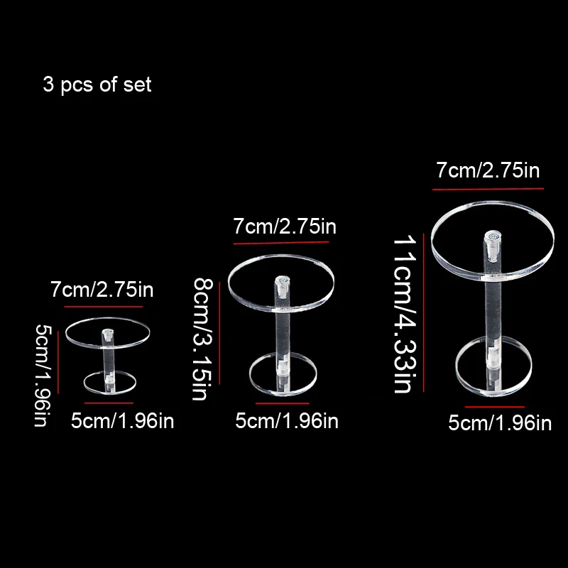 3 Pcs Temperament Acrylic Jewelry Cosmetics Display Stand Round Cake and Dessert Rack Decorative Display Base