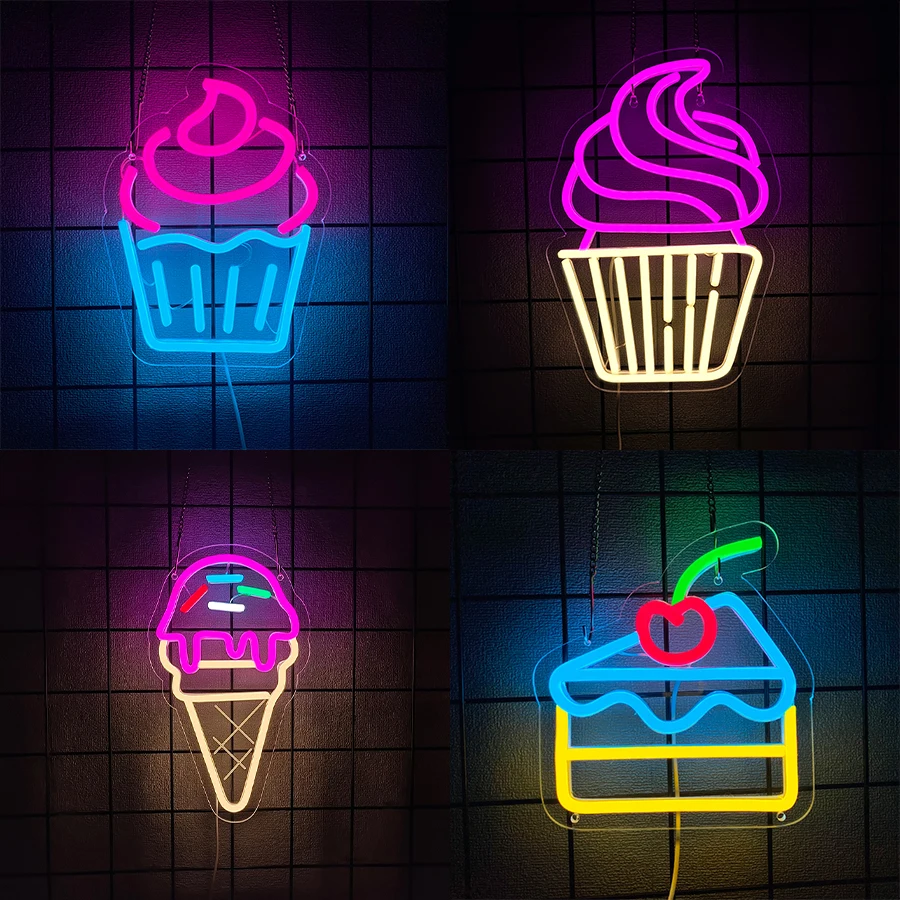 Letrero de neón de la serie Dessert para decoración de pared, letrero luminoso para decoración de pastelería, tienda de postres, tienda de alimentos, heladería, restaurante, fiesta
