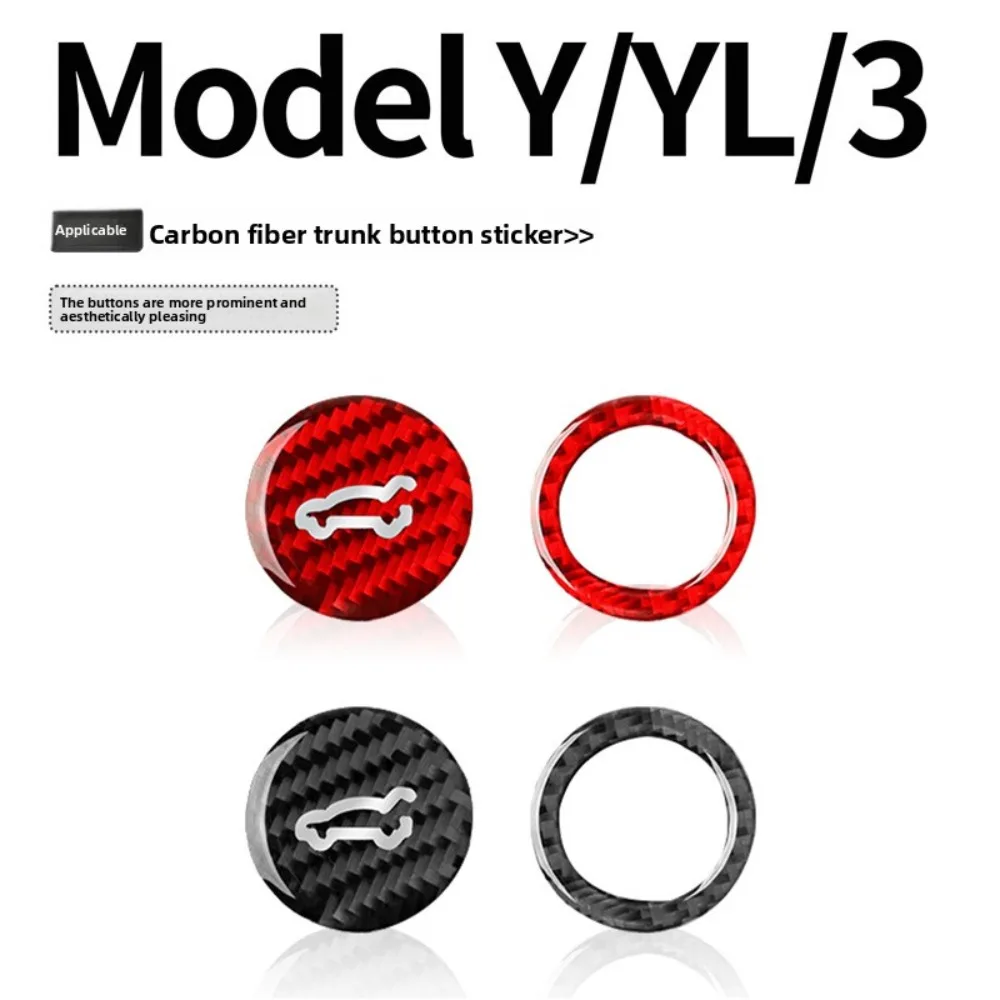 Carbon Fiber Trunk Warning Ring Sticker for Tesla Model 3/Y 2020–2025+ (Pre-Refresh & Refresh) — Power Tailgate Interior Decal