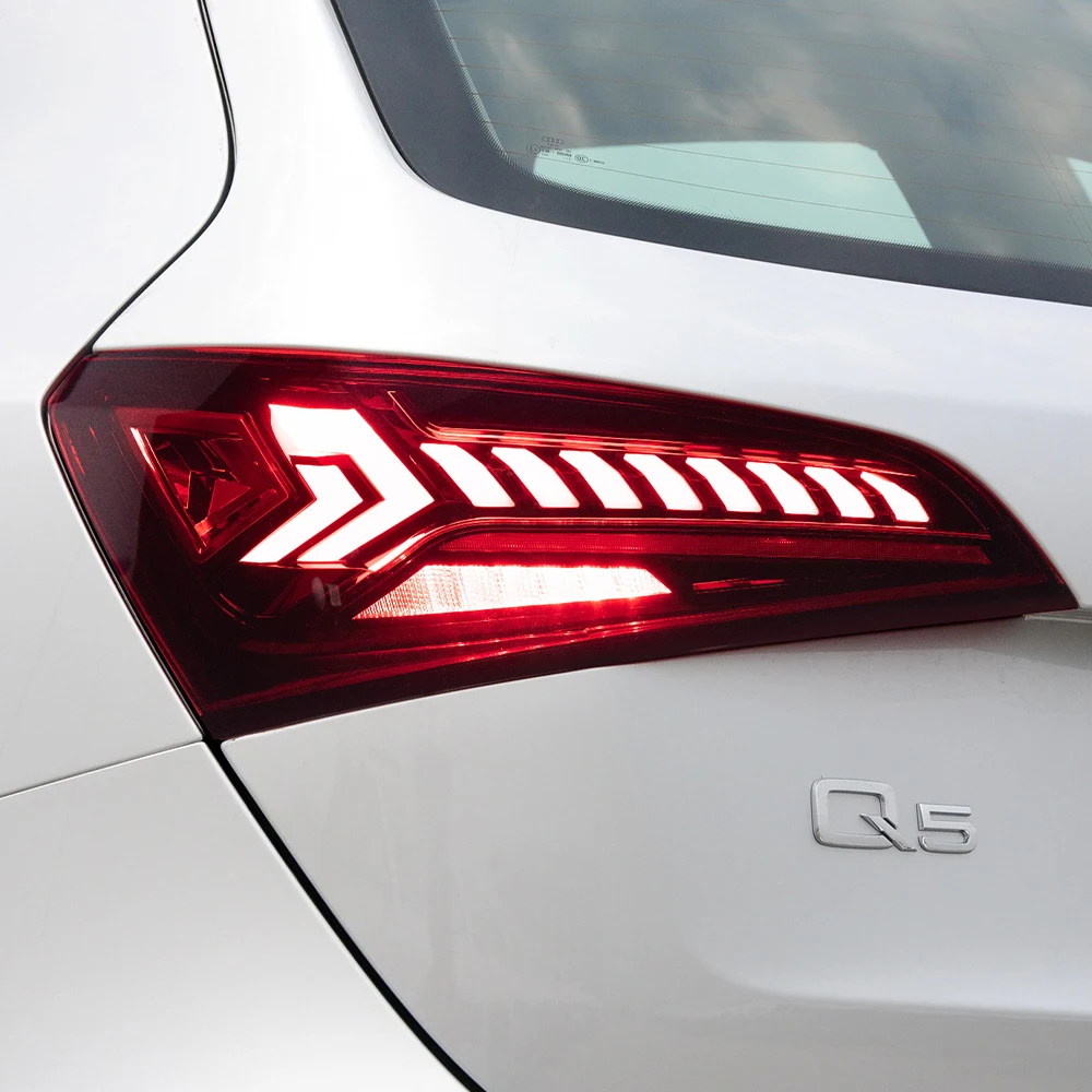 Car Taillights Assembly For Audi Q5 2008-2018 LED Auto Rear Back Lamps Upgrade Q7 Style Dynamic Flicker Taillight Accessories