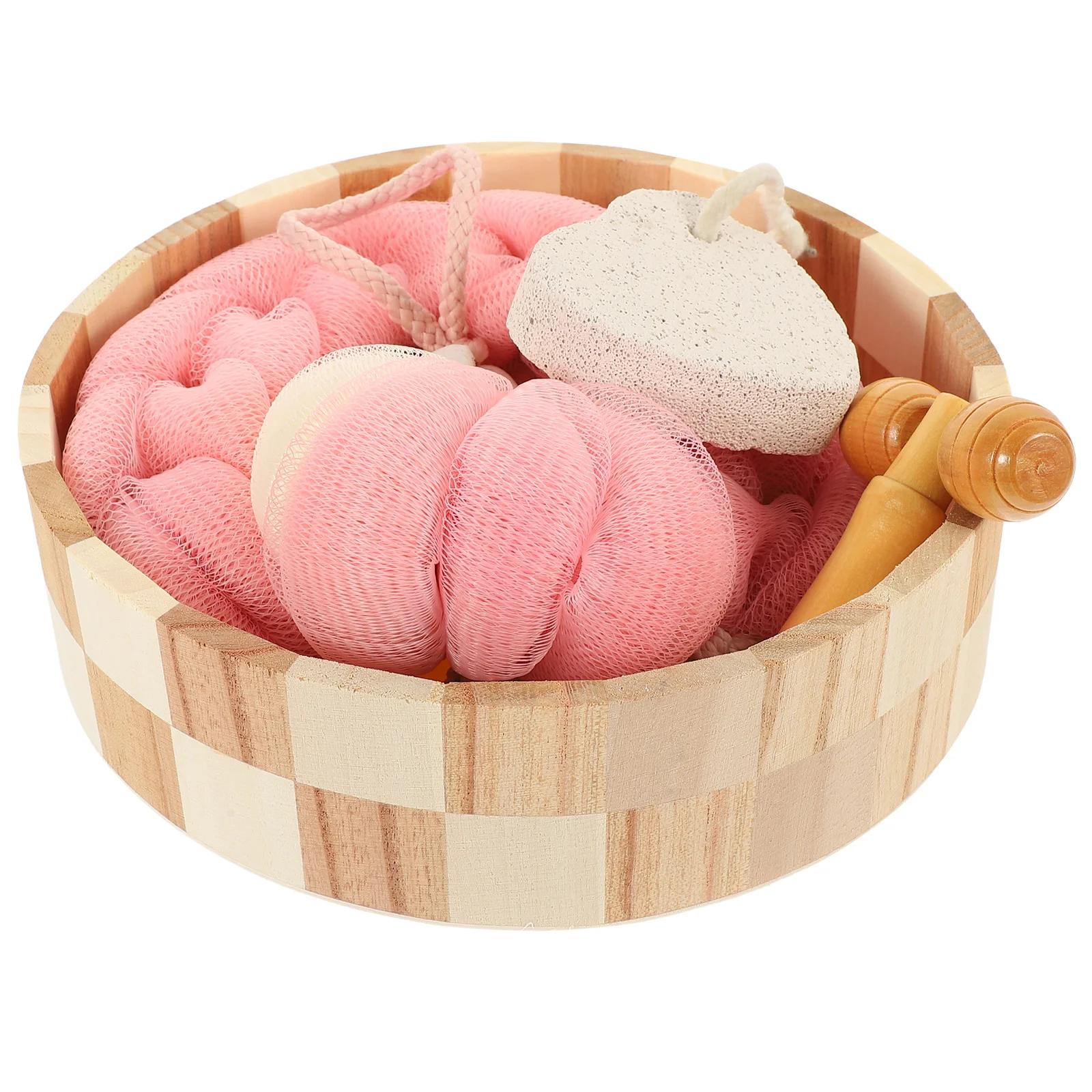 

1 комплект, набор инструментов для шариков для ванны, инструменты для чистки ног премиум-класса, деревянная коробка, отверстия для хранения, глубокий отшелушивающий скруббер, аксессуары для душа