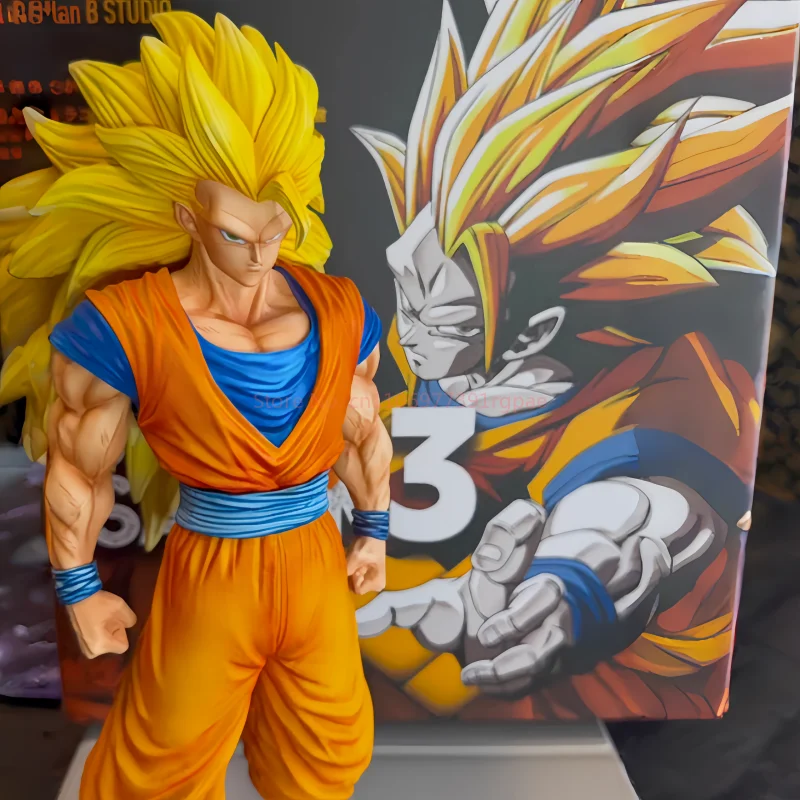 

Hot Sale 35cm/13.78inch Super Saiyan 3 Goku Z Son Goku Trendy Ssj3 Figure Led Base Pvc Statue Collection Model Festival Toy Gift