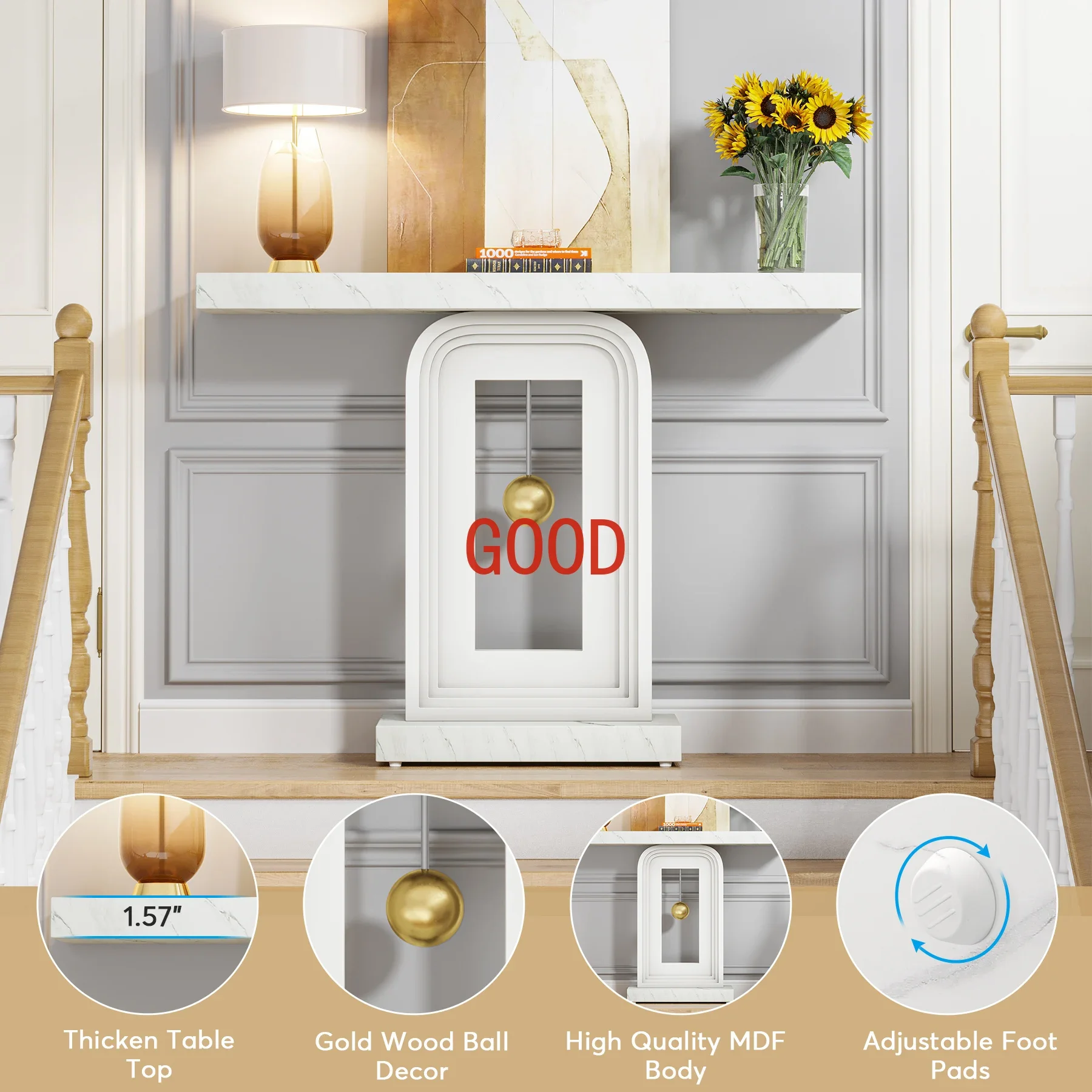 Tribesigns Modern Console Table, 40 Inches Narrow Sofa Entryway Table with Pendulum Shape Base, Contemporary Wood Accent Table