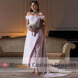 Blooms Luxury Off Shoulder Customized Prom Dress 3D Circle Flowers Beaded Party Evening Dresses Wedding Formal Occasion Gown