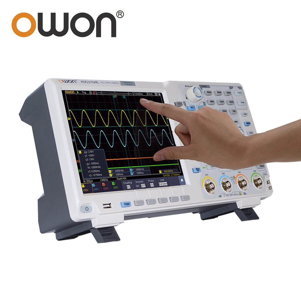 OWON 4CH Digital Oscilloscope 100MHz XDS3104E 60MHz XDS3064E 4 Channels 1GS/s 8inch Touchscreen I2C SPI RS232 CAN BUS Decording