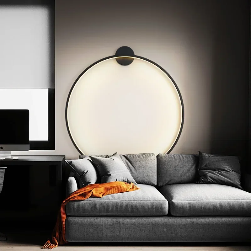 

Modern Black Gold Circle Led Wall Lamp Bedroom Decoration Led Wall Lights Living Room Background Wall Sconce Lighting Luminaire