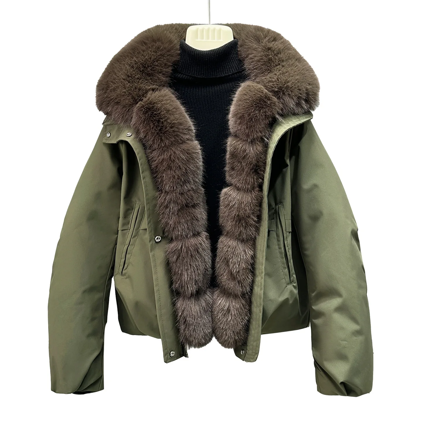 

2026 Women's Winter Coat New Big Fur Collar Pie Overcomes Thicke Warm Loose Down Cotton Jacket Female Parkas Outerwear Overcoat